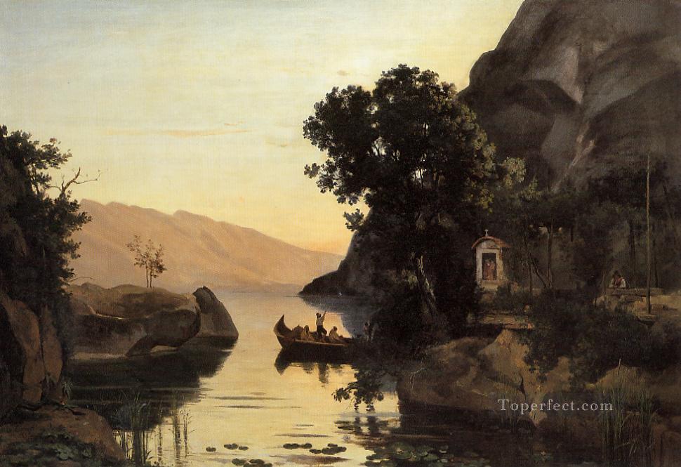View at Riva Italian Tyrol plein air Romanticism Jean Baptiste Camille Corot Oil Paintings